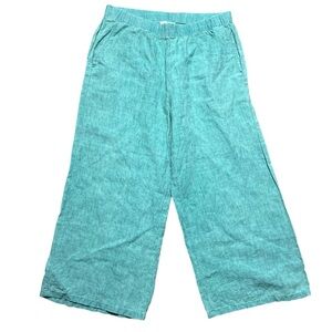 Eileen Fisher Wide Leg Linen Pants in Aqua Teal Women’s Size SP